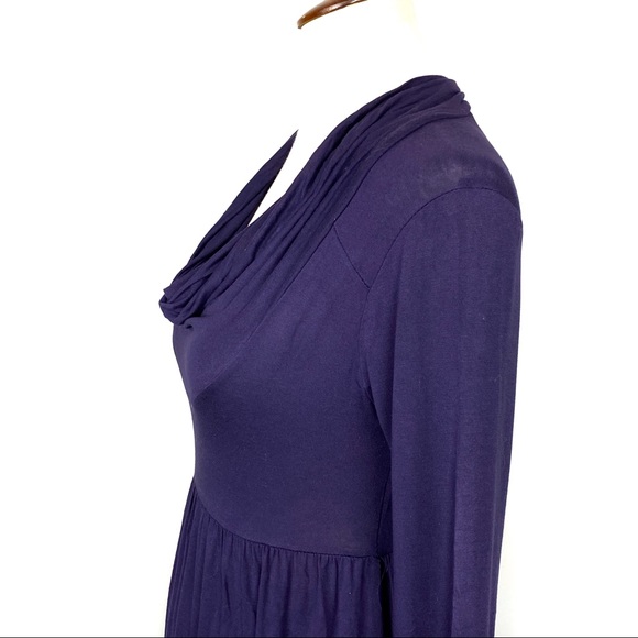 Color Me Red Cowl Neck Long Sleeve Knee Length Tunic Swing Dress Plum Med - Picture 6 of 8